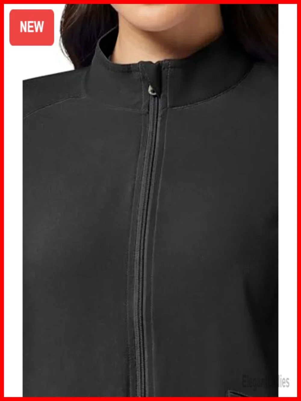 Women's Zip Front Scrub Jacket 4-Way Stretch Moisture Wicking Knit Panels